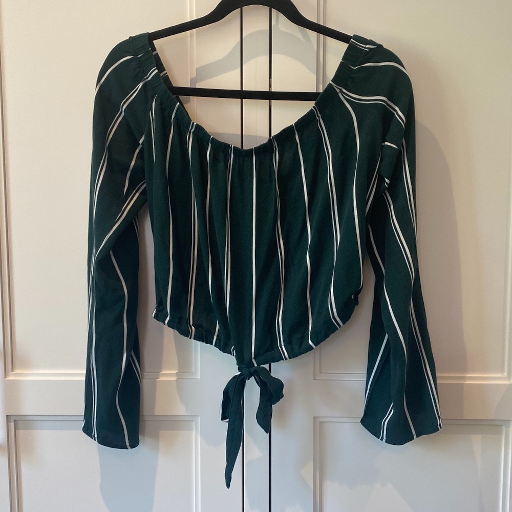 LA Hearts Striped Top- Green